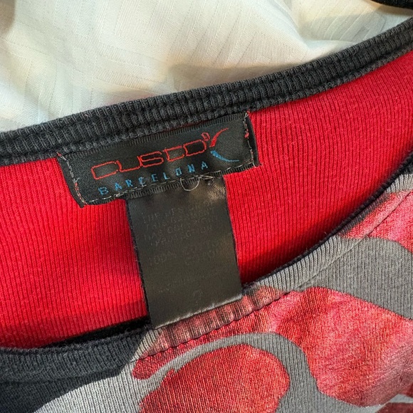 Custo Barcelona Vibrant Red and Black Graphic Long Sleeve Top - Picture 6 of 6